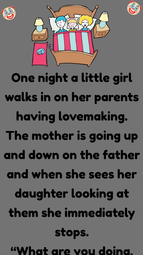 A little girl walks in on her parents