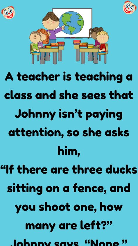 A teacher is teaching a class and she sees that Johnny isn’t paying attention