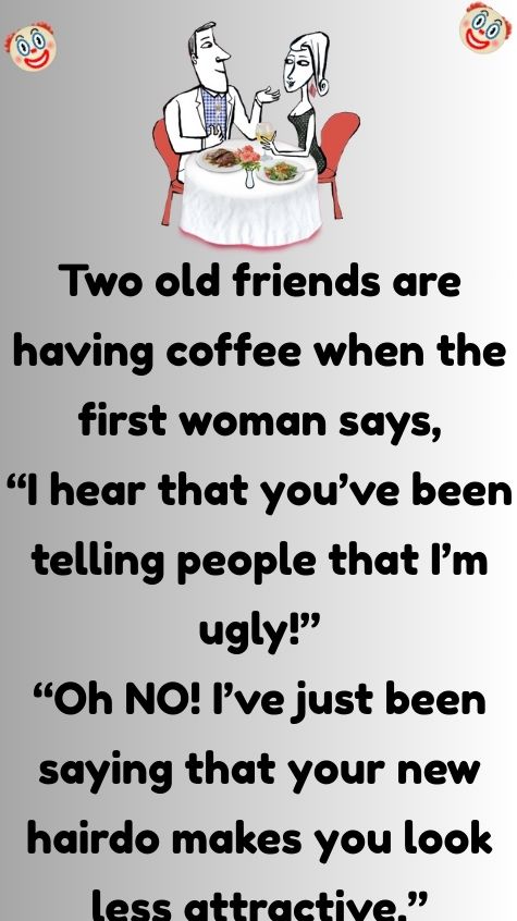 Two old friends are having coffee